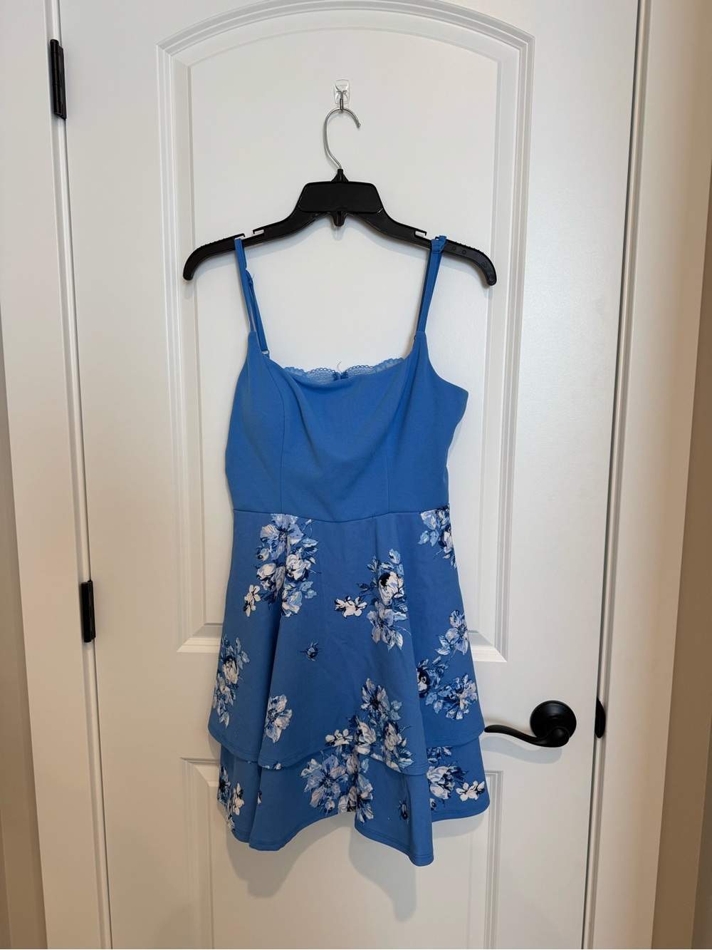 Blue Floral Tiered Dress